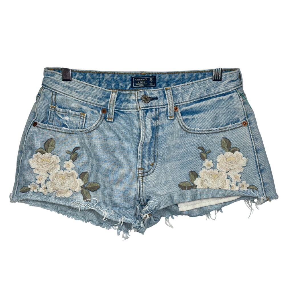 Abercrombie & Fitch Harper Low Rise Short Blue Denim Jean Shorts Womens Sz 26 2